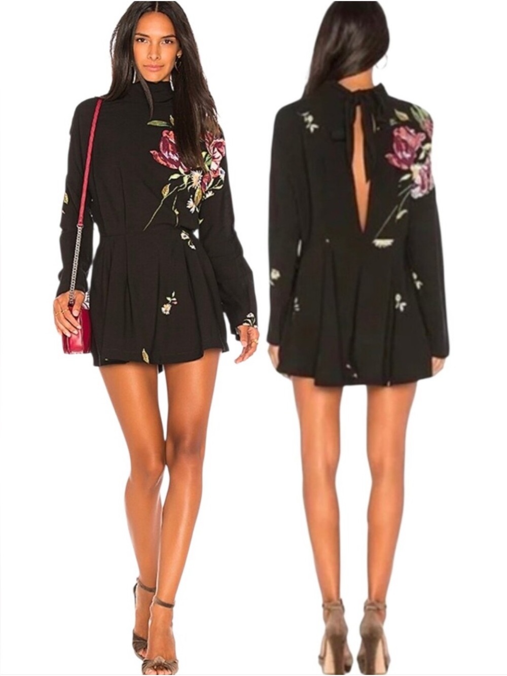 Free People Gemma Tunic Dress Black Medium NWT